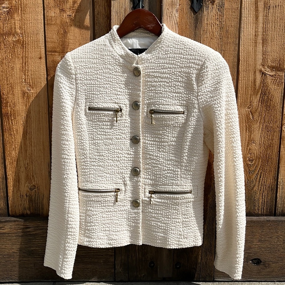Zara Basic Military Style Ivory Jacket (size S)